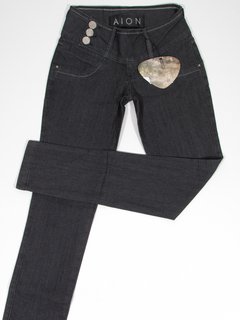 Calça Jeans Feminina Aion Cigarrete Ly Cós Médio Com passante Alto