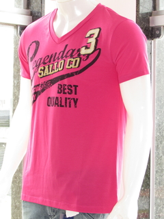 Camisa Sallo Masculina Gola v Corte Reto Rosa Pink - comprar online