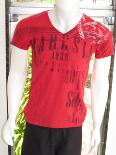 Camisa Maresia Masculino Adulto Gola v Silk Vermelho/Branco