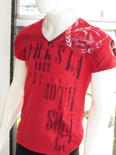 Camisa Maresia Masculino Adulto Gola v Silk Vermelho/Branco na internet