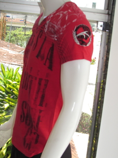 Camisa Maresia Masculino Adulto Gola v Silk Vermelho/Branco - loja online