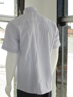 Camisa Baumgarten Premium Manga Curta Listrada Azul Claro Com Bolso na internet