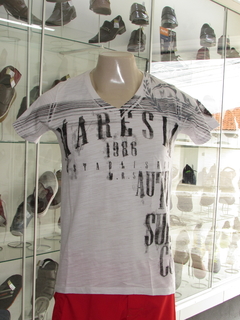 Camisa Maresia Masculino Adulto Gola v Silk Vermelho/Branco - comprar online