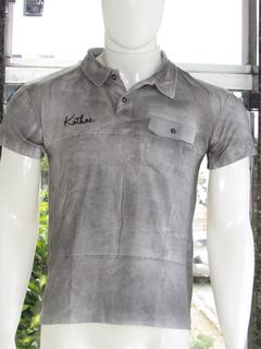 Camisa Kothos Masculina Gola Polo Silk Cinza