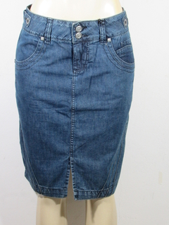 Saia Luápole Jeans Mid Moda Verão - comprar online