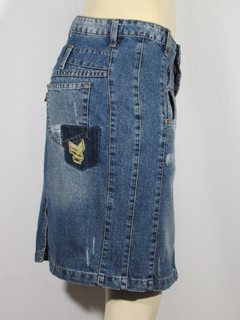 Saia Midi Jeans 9803 Tavernit Com bolso na Frente e atrás - comprar online