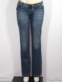 Calça Zigurat jeans Feminina cintura Baixa com Bolsos Azul Escuro