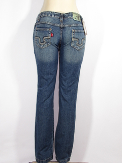 Calça Zigurat jeans Feminina cintura Baixa com Bolsos Azul Escuro - comprar online