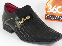 Sapato Calvest Social Masculino Preto Verniz Friso Dourado - loja online