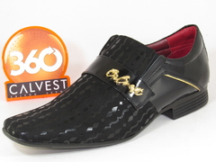 Sapato Calvest Social Masculino Preto Verniz Friso Dourado - comprar online