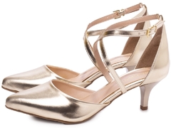 Sapato Scarpin Salto Fino Baixo Arrasadora Numeração Grande 40 AO 43 Dourado - loja online