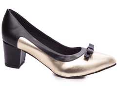 Sapato Scarpin Salto Bloco Grosso Baixo Arrasadora Grande 40 ao 43 Metalizado Dourado - comprar online