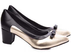 Sapato Scarpin Salto Bloco Grosso Baixo Arrasadora Grande 40 ao 43 Metalizado Dourado - loja online