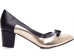 Sapato Scarpin Salto Bloco Grosso Baixo Arrasadora Grande 40 ao 43 Metalizado Dourado na internet