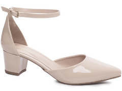 Sapato Scarpin Salto Bloco Grosso Tamanho Grande 40 ao 43 Verniz Nude Arrasadora - comprar online