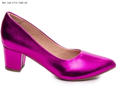 Sapato Scarpin Salto Bloco Grosso Baixo Arrasadora Tamanho Grande 40 ao 43 Metalizado Pink - comprar online
