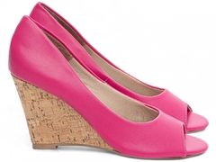 Sapato Anabela Feminino Plataforma Cortiça Pink -Frete Grátis Por Região - comprar online