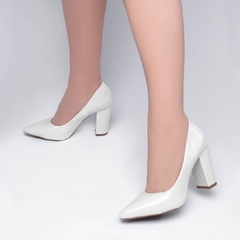 Sapato Scarpin 2025-00C Torricella Salto Grosso Verniz Branco - netpizante