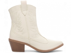 Bota Feminina Texana Country Cano Baixo Off White Bordado - netpizante