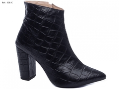 Bota Bico Fino Feminina 50B-C Croco Preto Torricella - comprar online