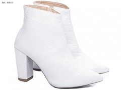 Bota Bico Fino Feminina 50B-D Croco Branco Torricella