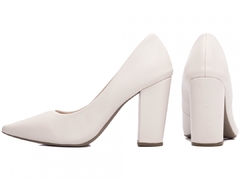 Sapato Scarpin Salto Grosso Alto Branco - comprar online