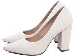 Sapato Scarpin Salto Grosso Alto Branco - loja online