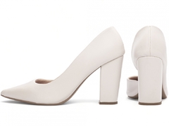 Sapato Scarpin Torricella Salto Bloco Aberto do Lado-Branco Noiva - comprar online