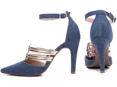 Sapato Scarpin 66082E Torricella Tecido Jeans Azul - comprar online