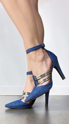 Sapato Scarpin 66082E Torricella Tecido Jeans Azul - loja online