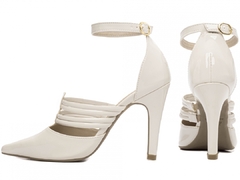 Sapato Scarpin Luxo Torricella Salto Fino Alto Verniz Off White - loja online