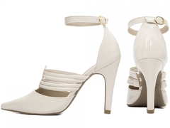 Sapato Scarpin Luxo Torricella Salto Fino Alto Verniz Off White - comprar online