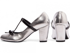 Sapato Feminino Boneca Mary Jane Metalizado Prata-Frete Grátis por Região - comprar online