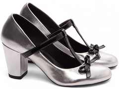 Sapato Feminino Boneca Mary Jane Metalizado Prata-Frete Grátis por Região - netpizante