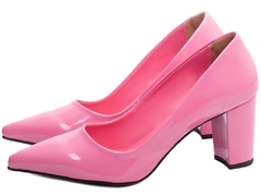 Sapato Scarpin Salto Bloco Grosso Tamanho Grande 40 ao 44 Rosa Barbie Arrasadora - netpizante
