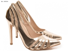 Sapato Scarpin Salto 12 Torricella Verniz Metalizado Specchio Ouro Light - loja online