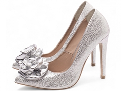 Imagem do Sapato Scarpin Salto 12 Elegante Prata-Nova Coleção