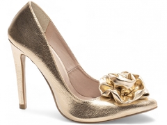 Sapato Scarpin Salto 12 Elegante Dourado-Nova Coleção - comprar online