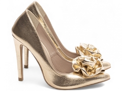 Sapato Scarpin Salto 12 Elegante Dourado-Nova Coleção na internet