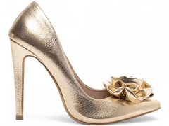 Sapato Scarpin Salto 12 Elegante Dourado-Nova Coleção - comprar online