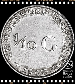 Km 3 Antilhas Holandesas 1/10 Gulden 1963 FC Prata ©