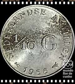 Km 3 Antilhas Holandesas 1/10 Gulden 1966 XFC Prata ©