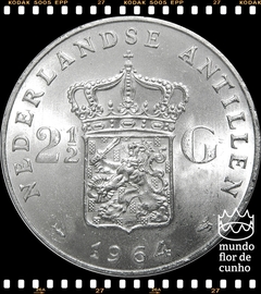 Km 7 Antilhas Holandesas 2 1/2 Gulden 1964 XFC Prata ©