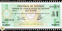 S2271b Argentina 1 Austral Argentino ND Decreto 475/3 FE Emissão Especial # Província de Tucumán - Obrigações de Cancelamento da Dívida