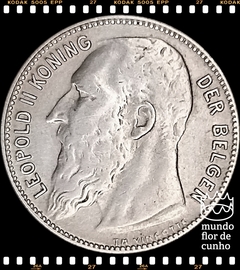 Km 57.2 Bélgica 1 Franc 1909 SOB Prata # Leopold II ©