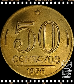 Km 563 Brasil 50 Centavos 1956 FC # Anômala com Reverso inclinado a 45° e Defeito de Cunho © na internet