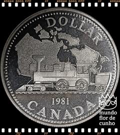 Km 130 Canadá 1 Dollar 1981 XFC Proof Prata # 100° Aniversário da Ferrovia Trans-Canadá ©