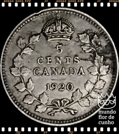 Km 22a Canadá 5 Cents 1920 MBC Prata com Deigrafia # George VI ©