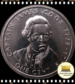 Km 419 Cook, Ilhas 1 Cent 2003 XFC # 275º Aniversário - Nascimento de James Cook ©