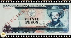 P110s Cuba 20 Pesos 1991 FE Specimen (Modêlo) Escassa